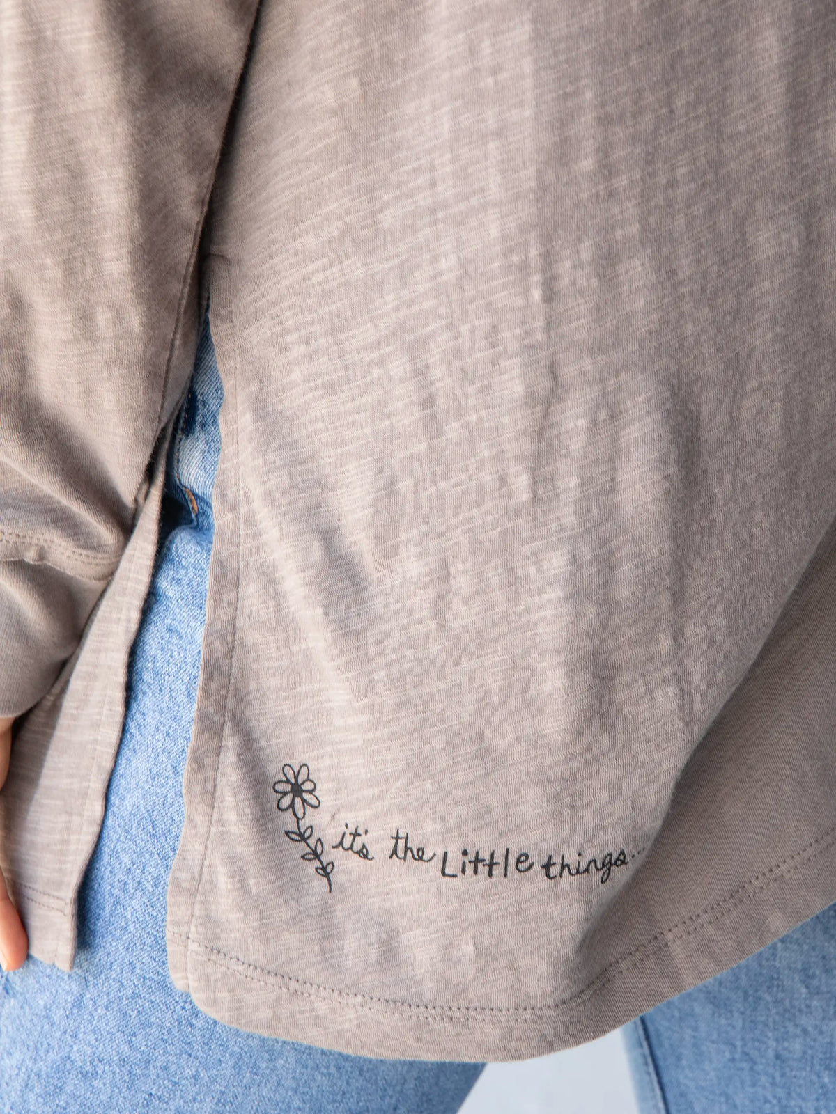 Oversized Cotton Doodle Tee - Ash