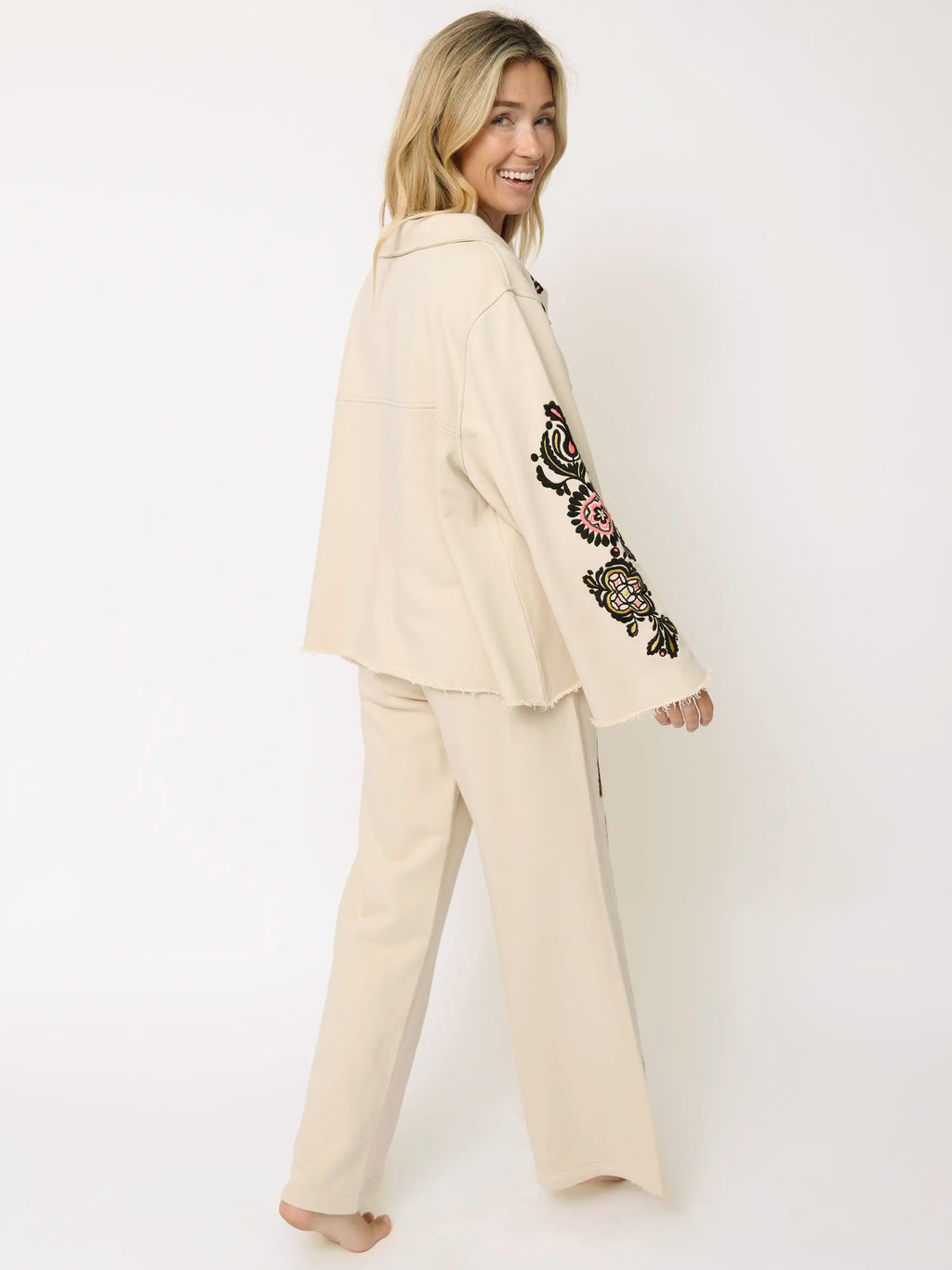 Easy Does It Embroidered Sweatshirt - Cream