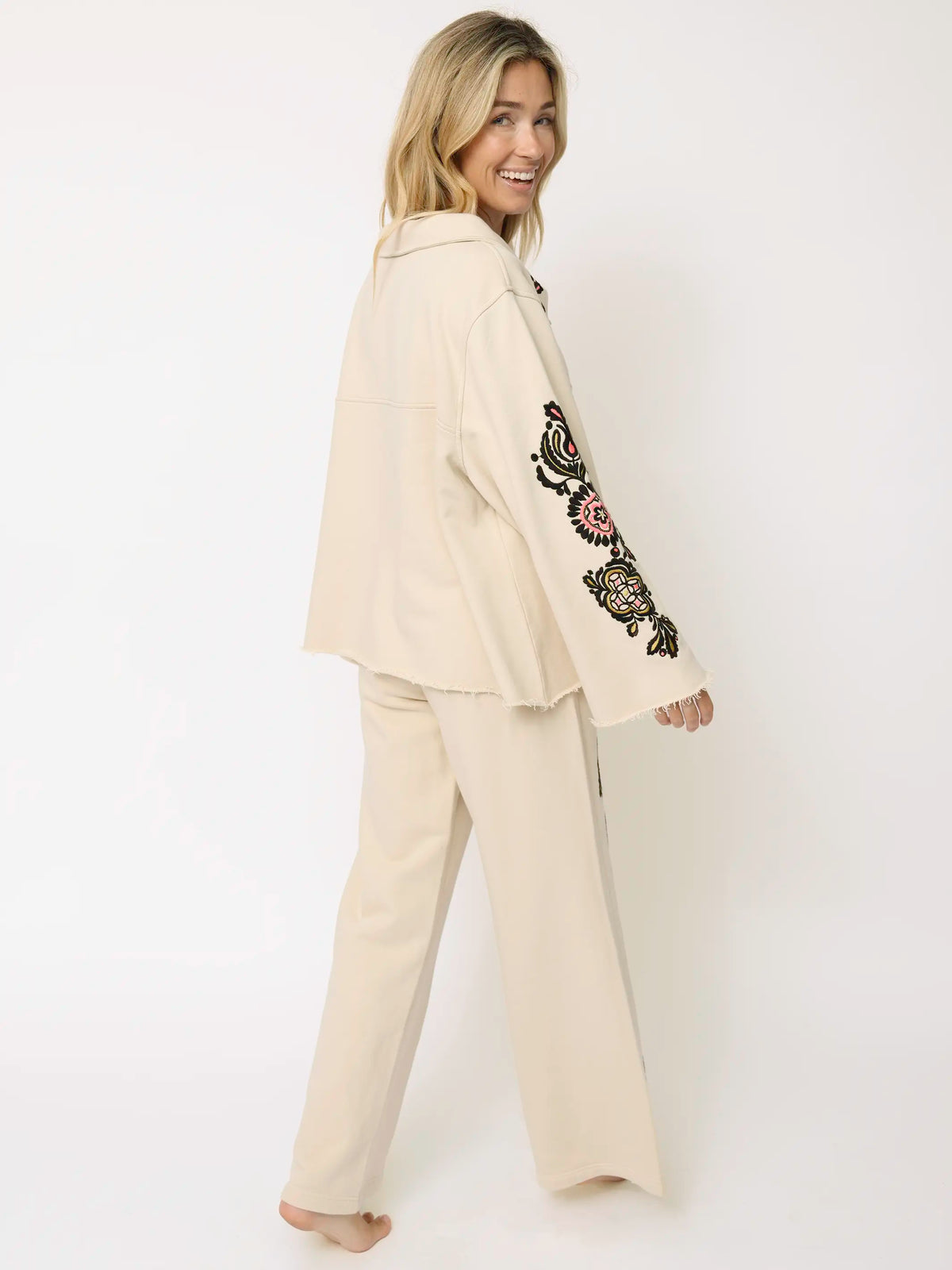 Easy Does It Embroidered Sweatshirt - Cream