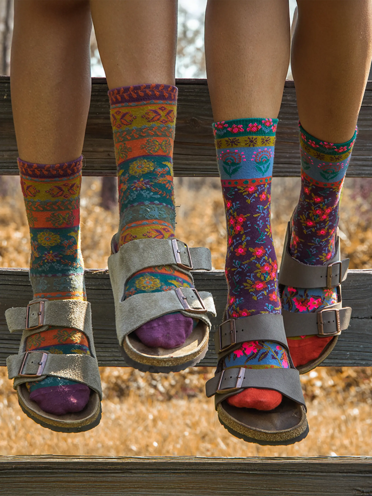 Boxed Boho Sock Set. Set of 3 - Plum Floral