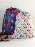 Travel Laundry Bags. Set of 2 - Washed Navy Floral