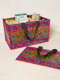 Carry All Happy Tote Bags. Set of 2 - Floral Border