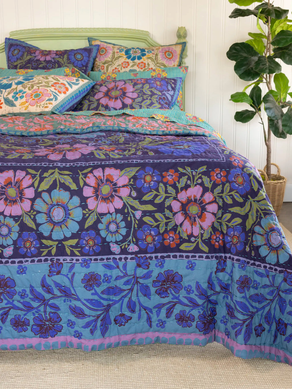 Bungalow Reversible Cotton Quilt - Flower Spell Bandana