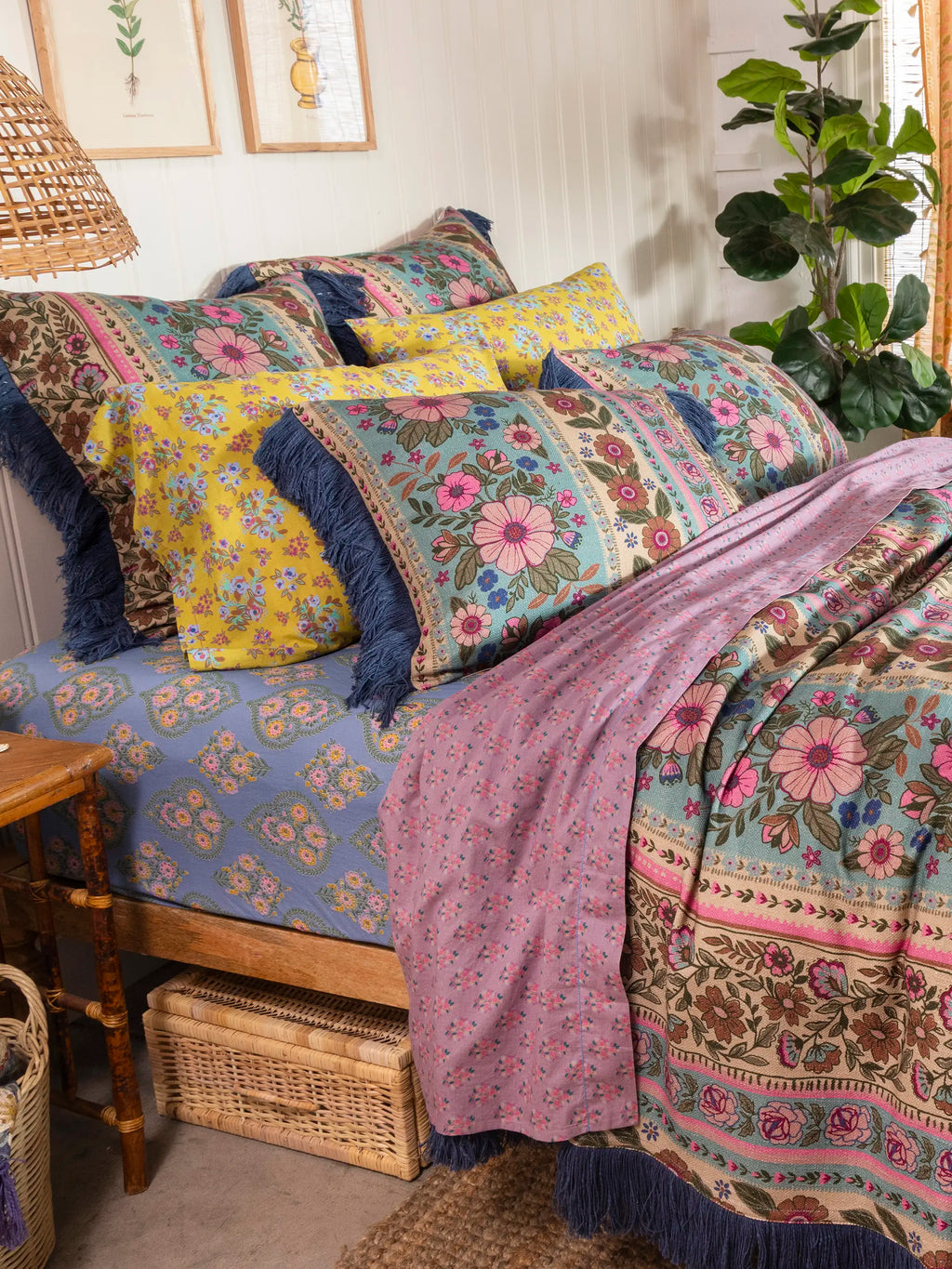 Boho Fringe Bedspread - Florence Border