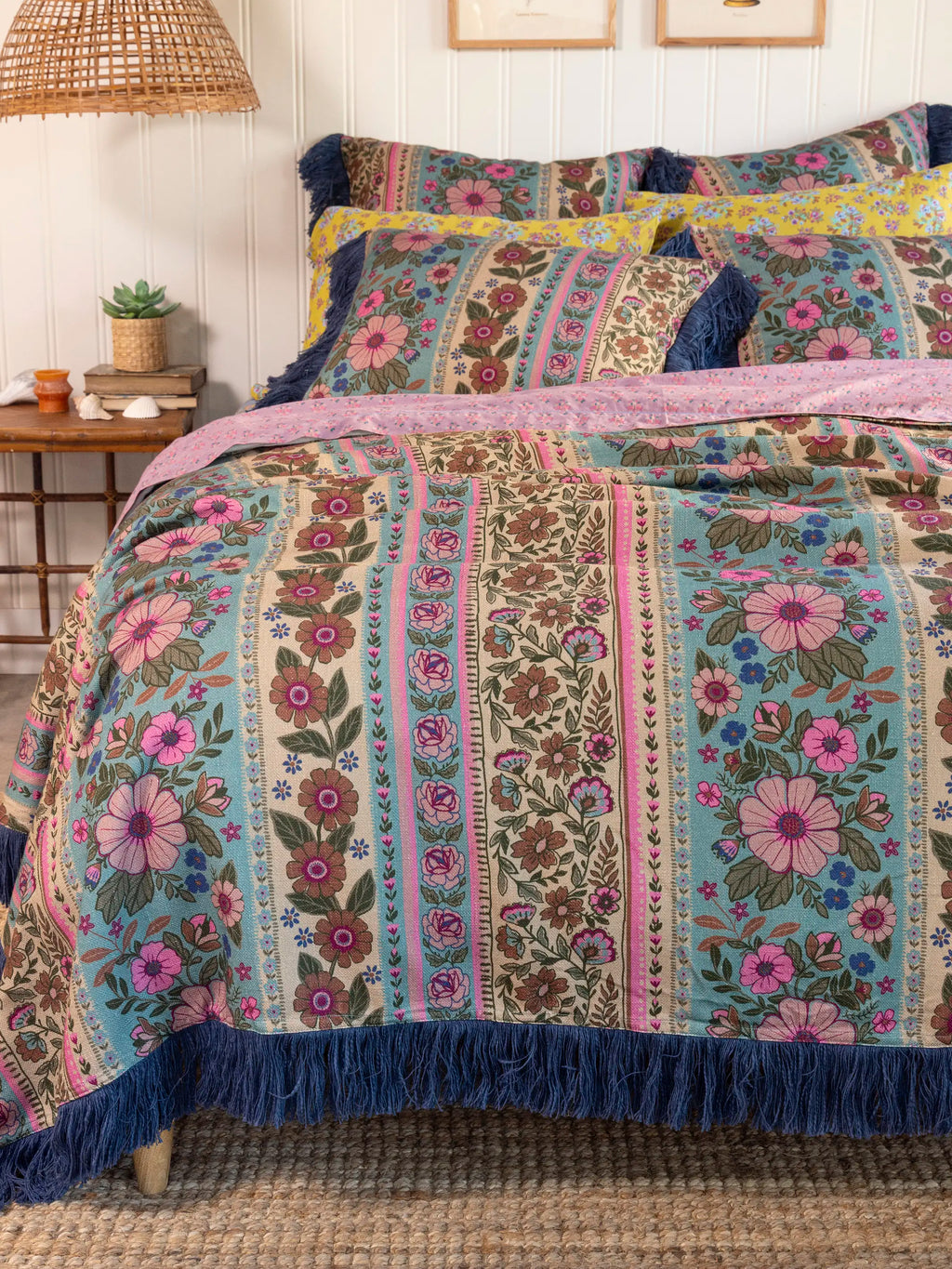 Boho Fringe Bedspread - Florence Border