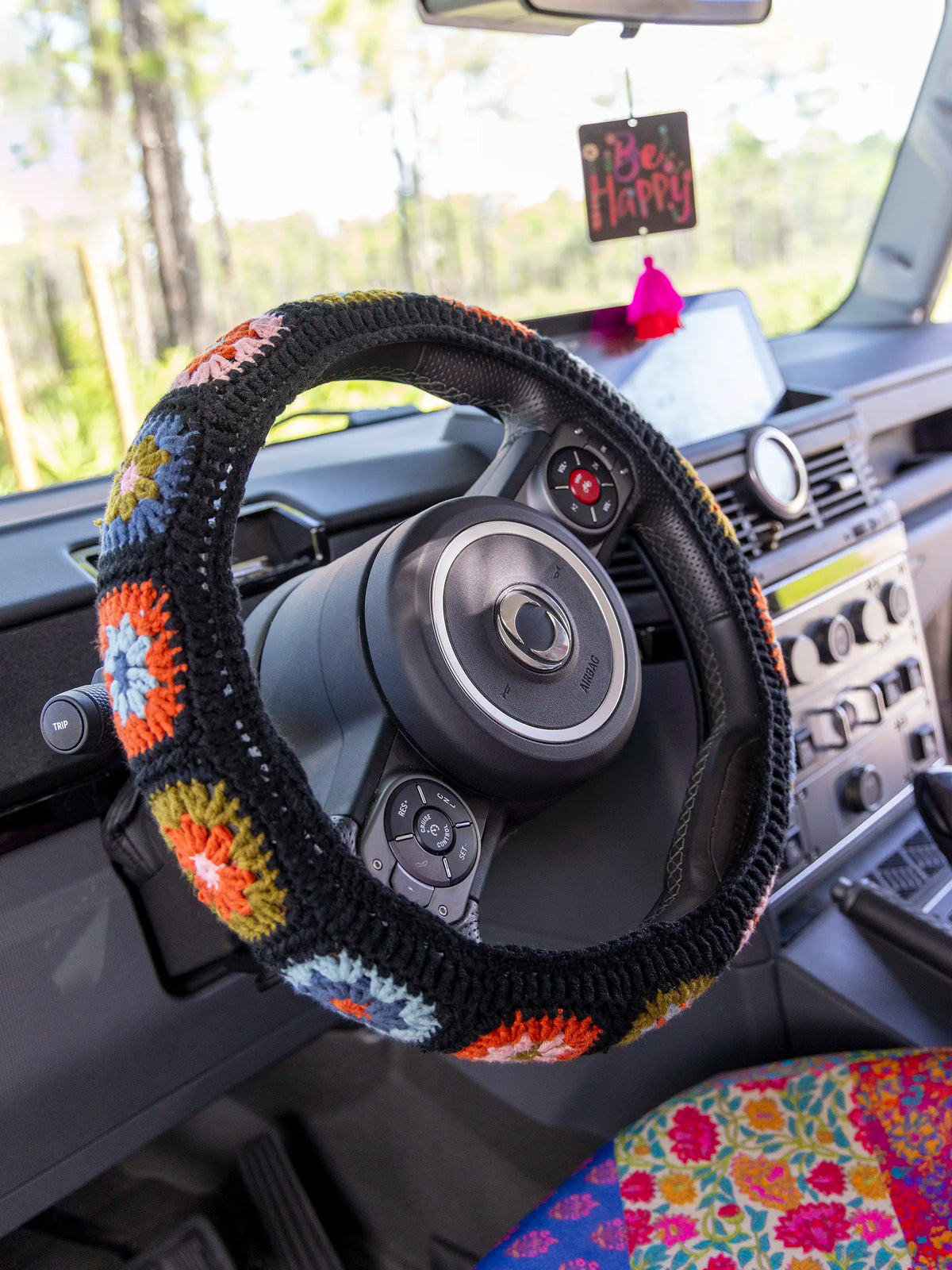 Crochet Steering Wheel Cover. 15 - Black