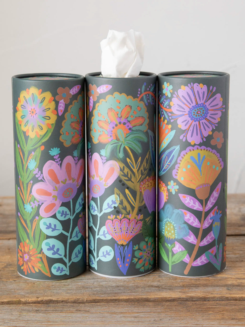 Car Tissues. Set of 3 - Navy Folk Flower