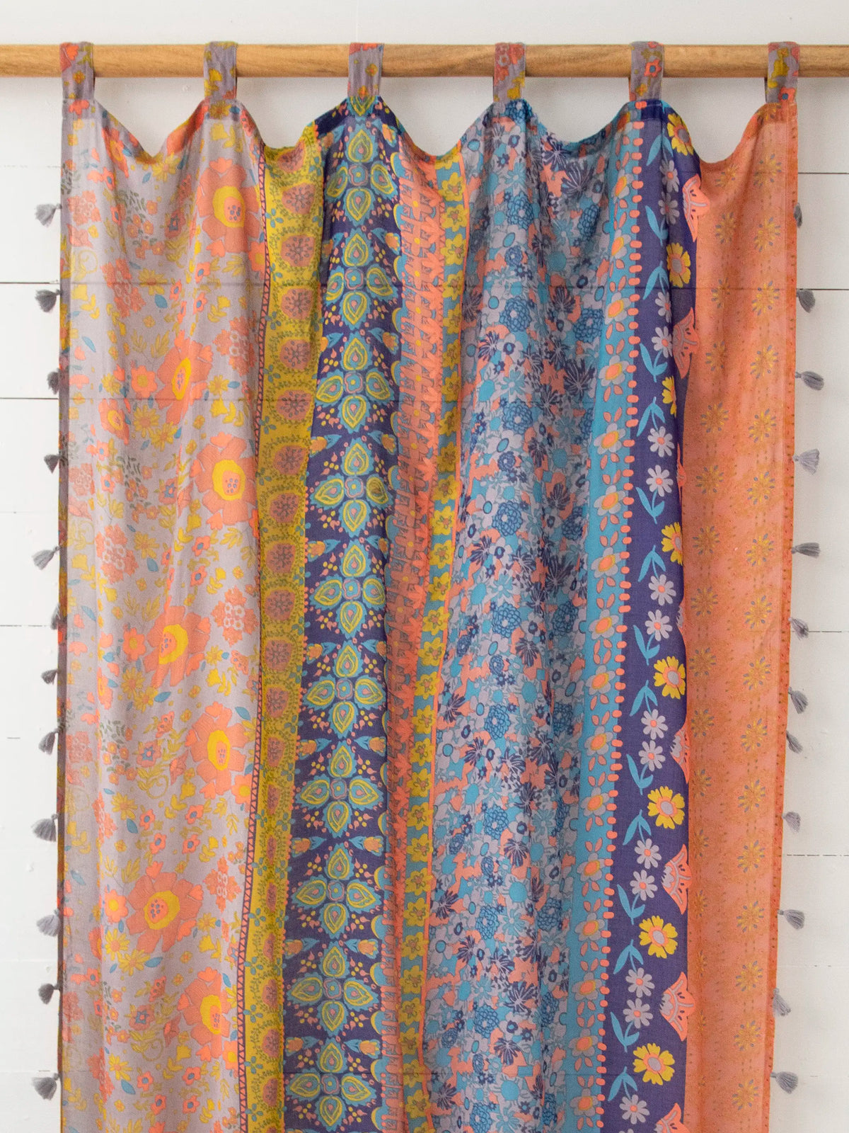 Printed Curtain Panel - Coral Pink Teal