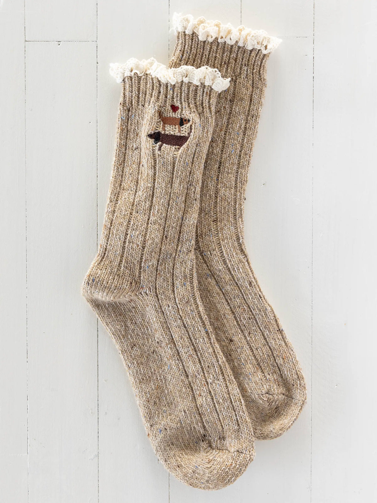 Little Things Embroidered Socks - Dog