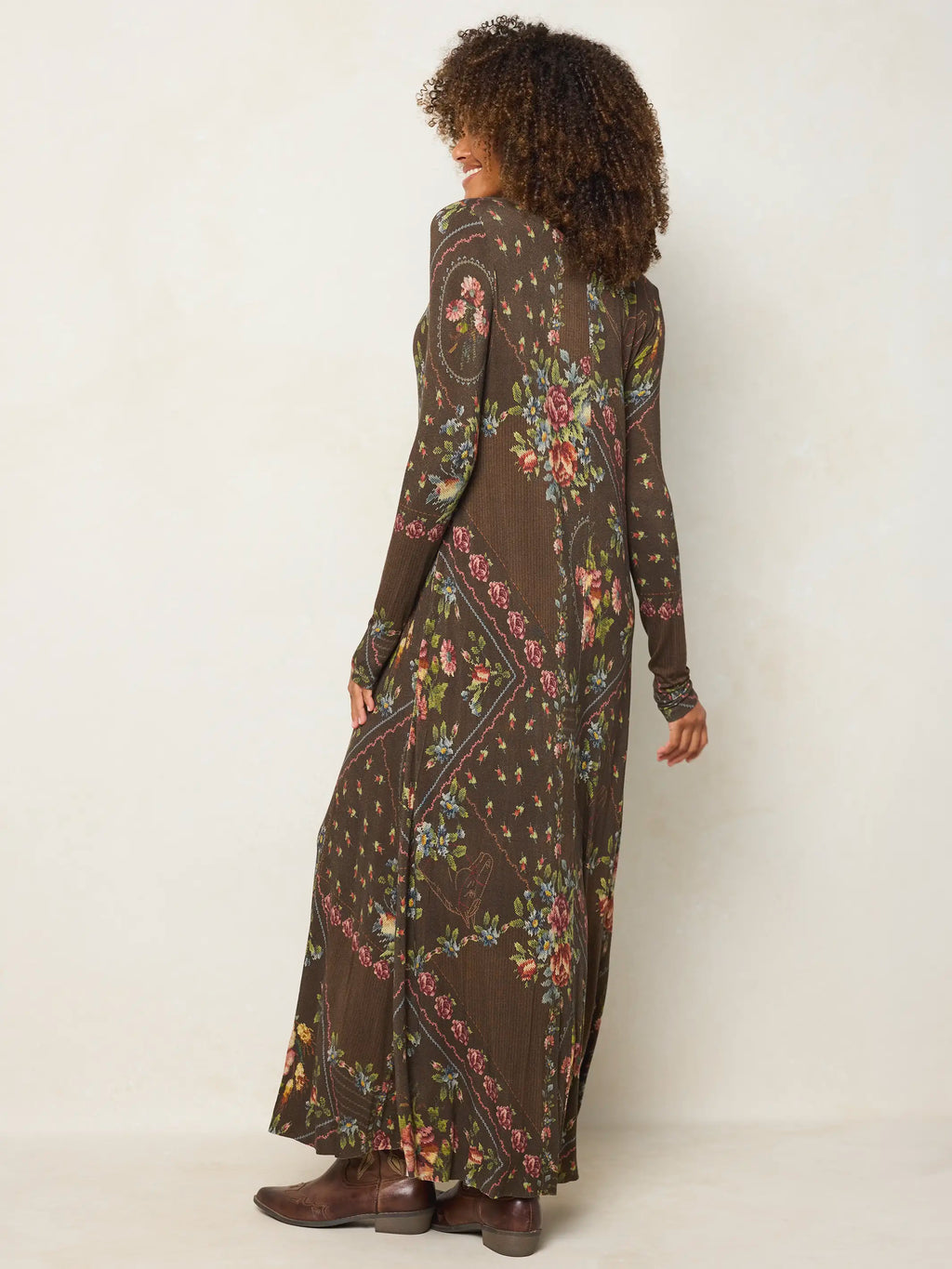 Stevie ButterSoft Knit Maxi Dress - Crafted Bouquets Chocolate