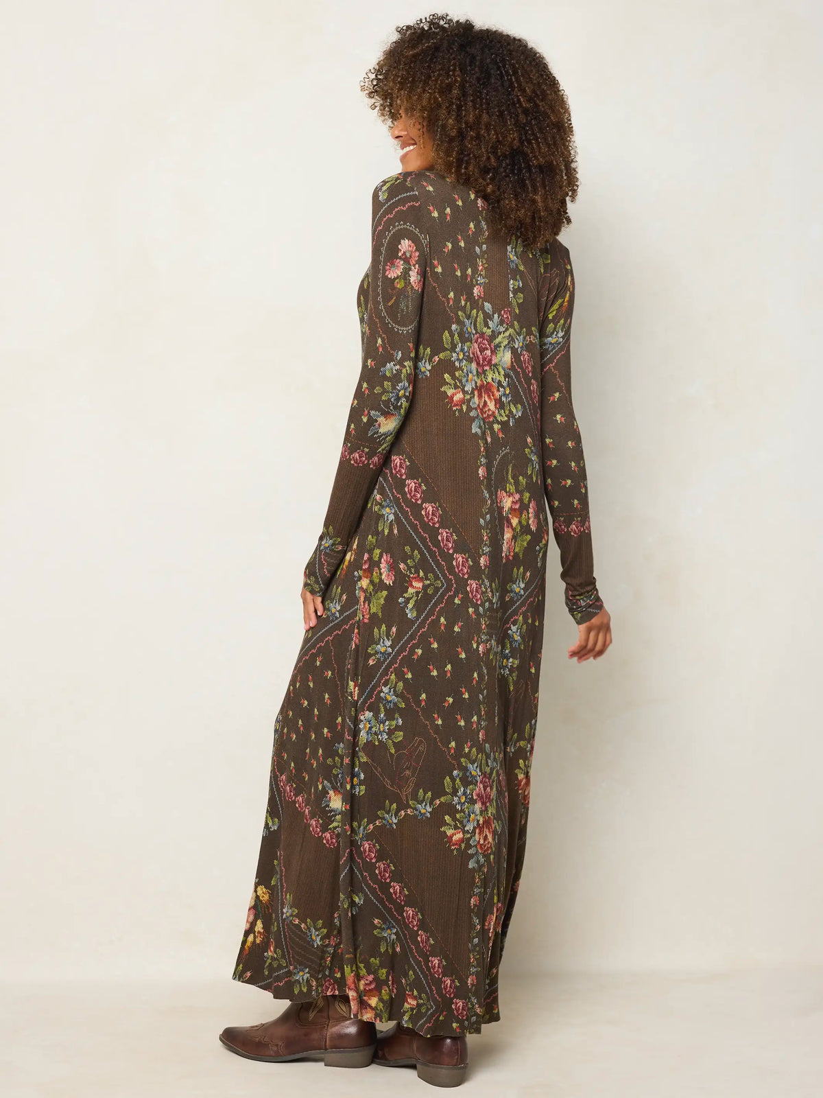 Stevie ButterSoft Knit Maxi Dress - Crafted Bouquets Chocolate