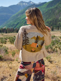 Jacquard Button Front Cardigan Sweater - Beige Camp