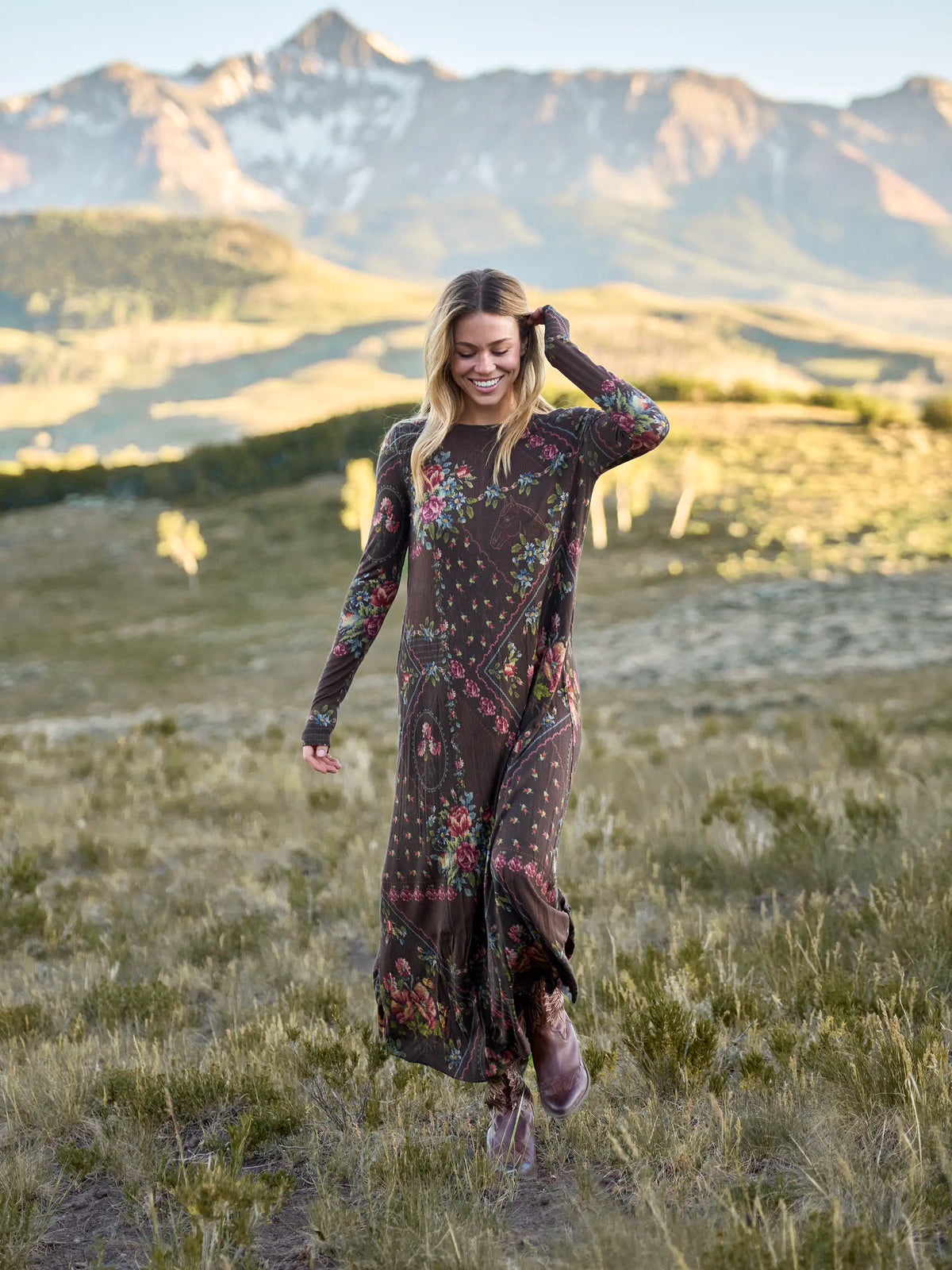 Stevie ButterSoft Knit Maxi Dress - Crafted Bouquets Chocolate