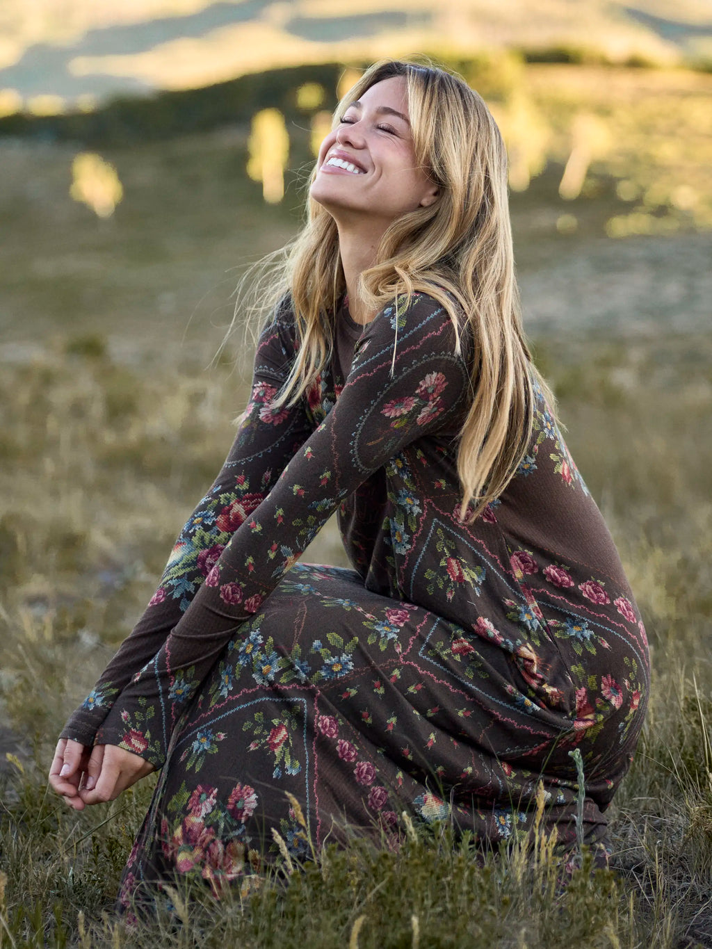 Stevie ButterSoft Knit Maxi Dress - Crafted Bouquets Chocolate