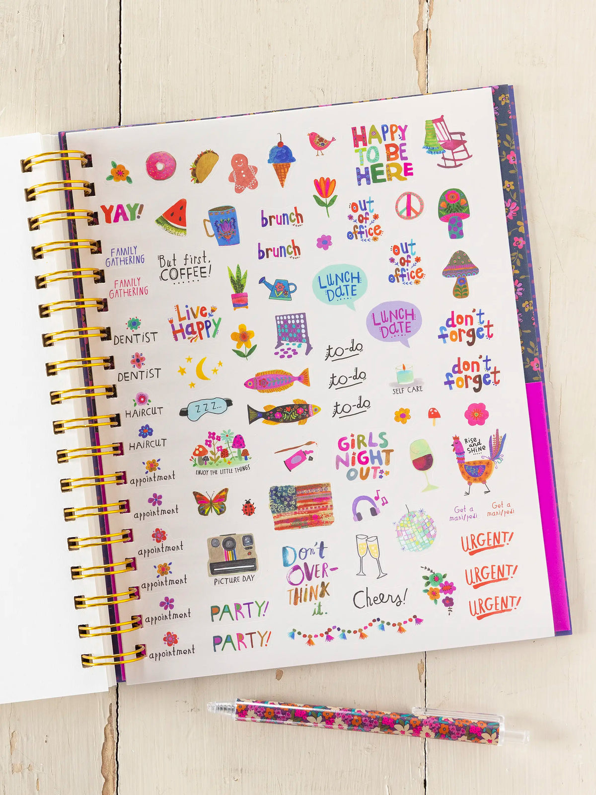2026-27 17 Month Planner - Teal Folk Flower
