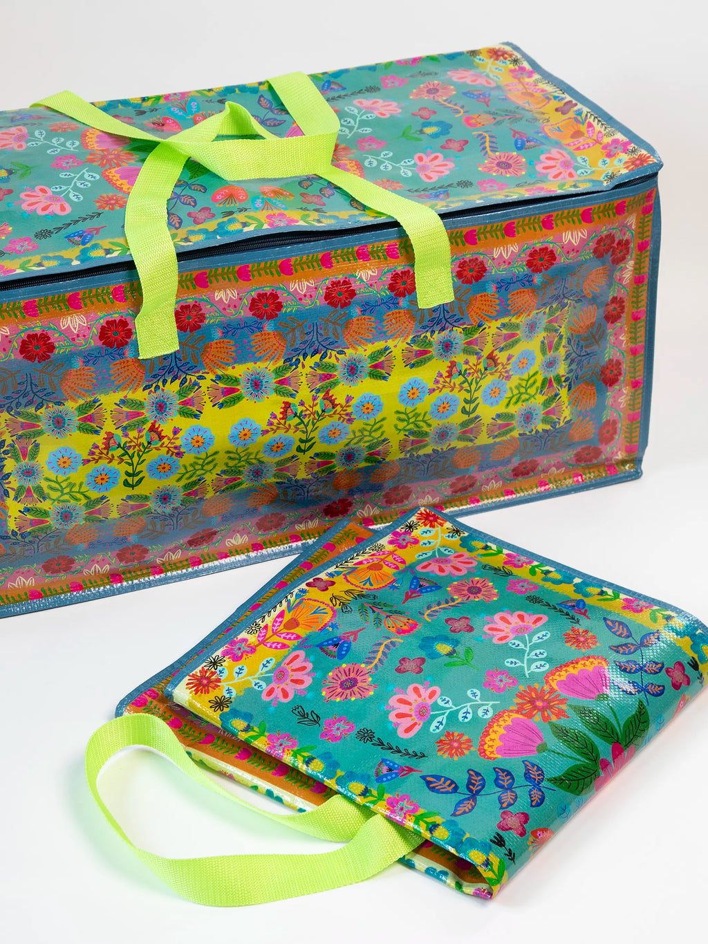Better Than A Box Packing Tote. Set of 2 - Teal Borders