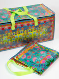 Better Than A Box Packing Tote. Set of 2 - Teal Borders