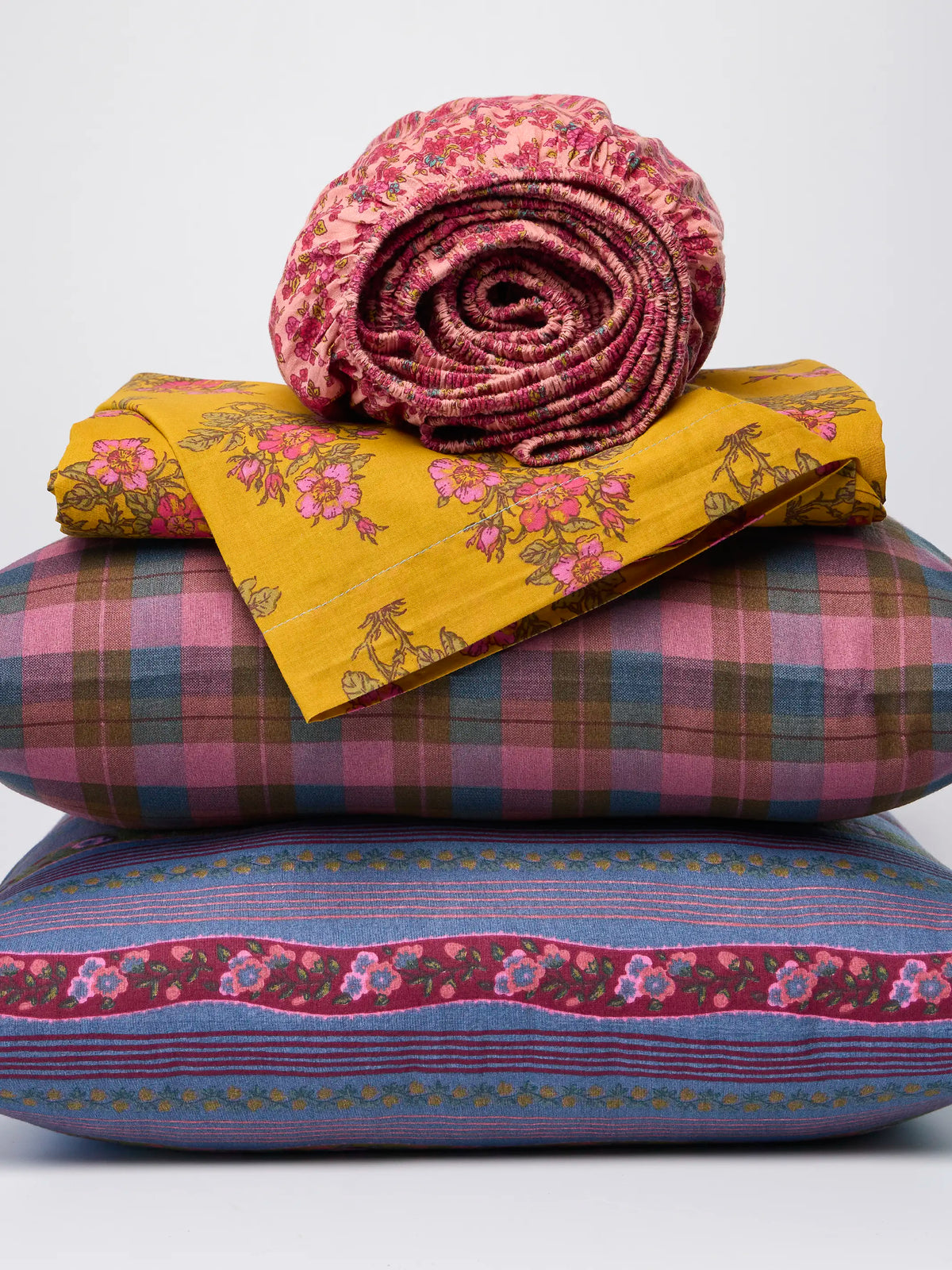 Mix & Match Cotton Pillowcase. Single - Retro Ribbons Navy