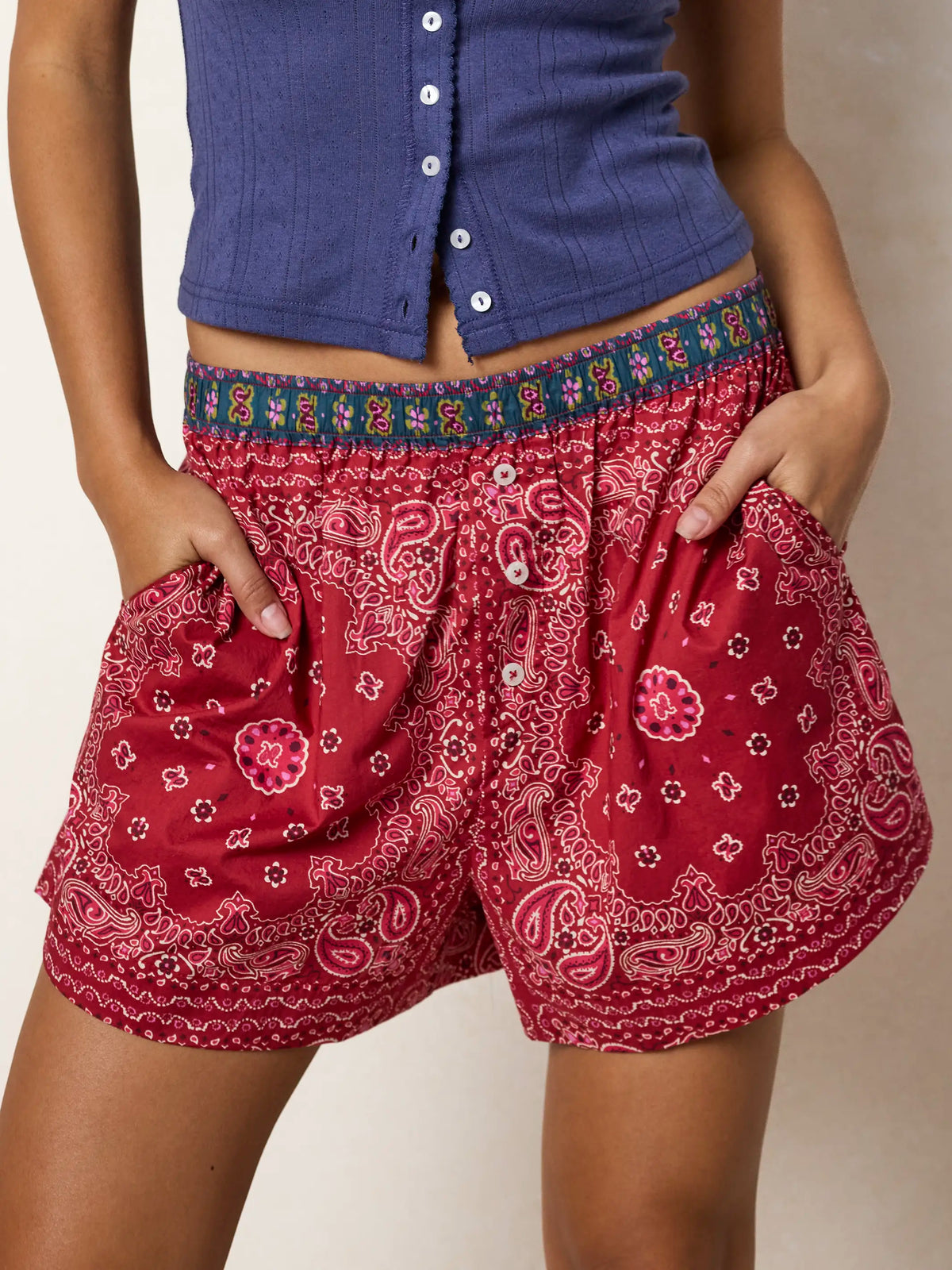Dream On Boxer Shorts - Brimfield Bandana Ruby