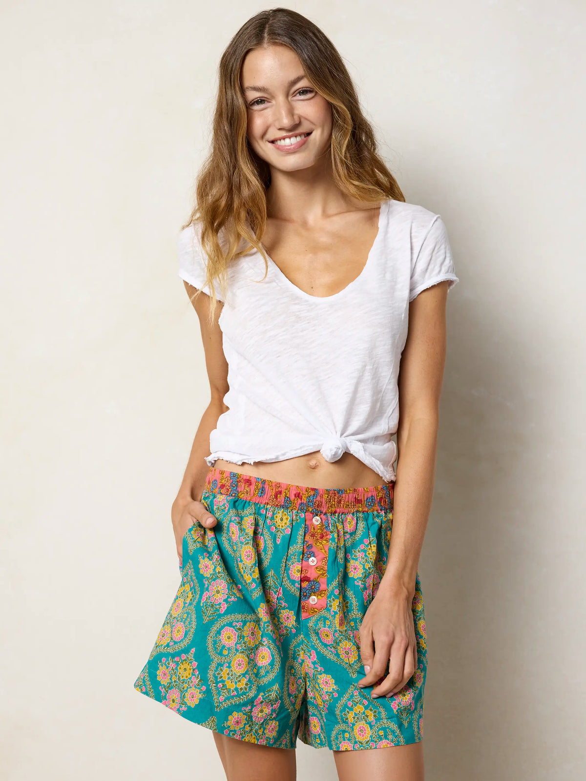 Dream On Boxer Shorts - Teal Willow Medallion