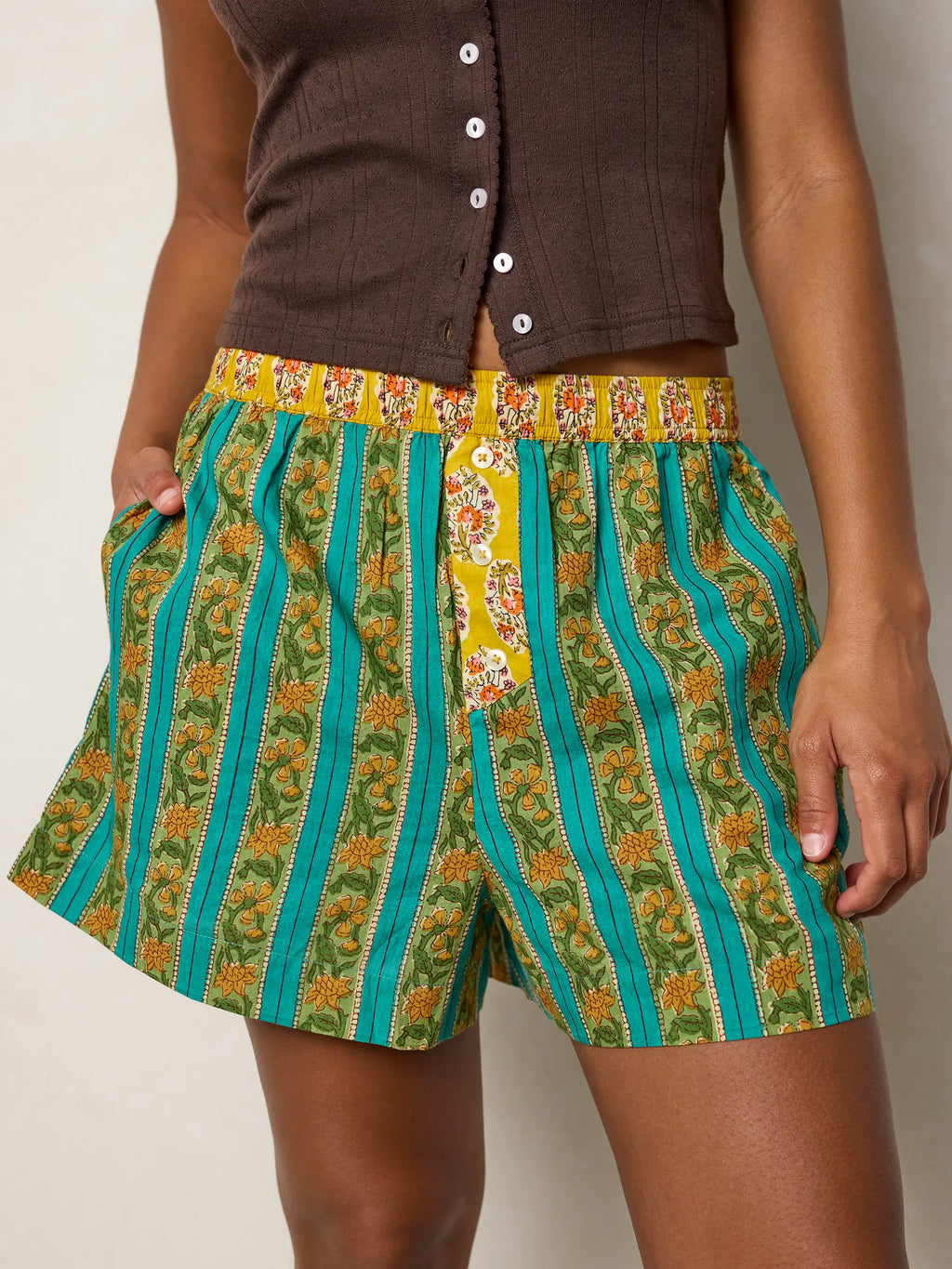 Dream On Boxer Shorts - Teal Vines