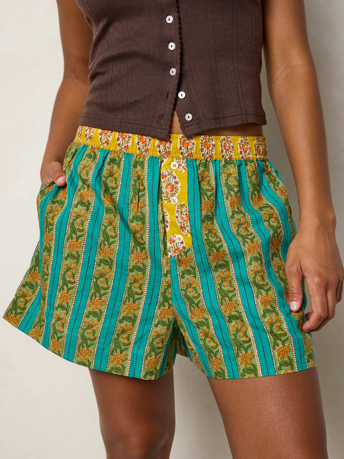 Dream On Boxer Shorts - Teal Vines