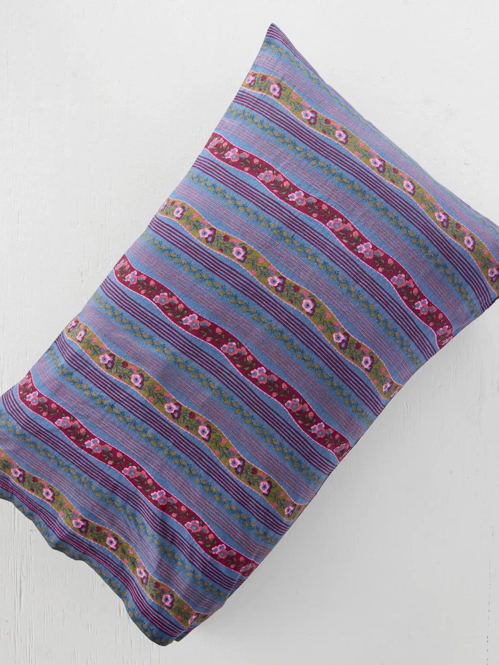 Mix & Match Cotton Pillowcase. Single - Retro Ribbons Navy