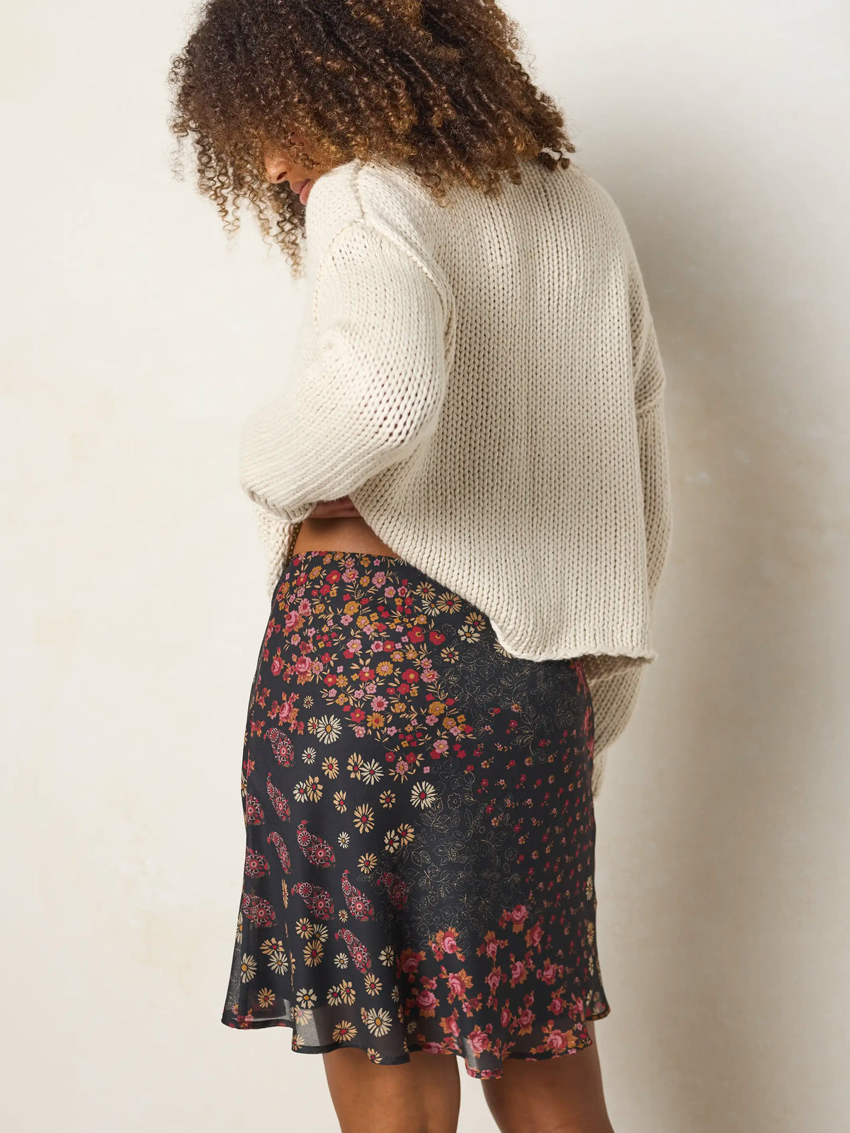 Sweetest Mini Slip Skirt - Ditsy Patchwork Black