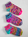 Boho Ankle Socks. Set of 3 - Mustard Floral