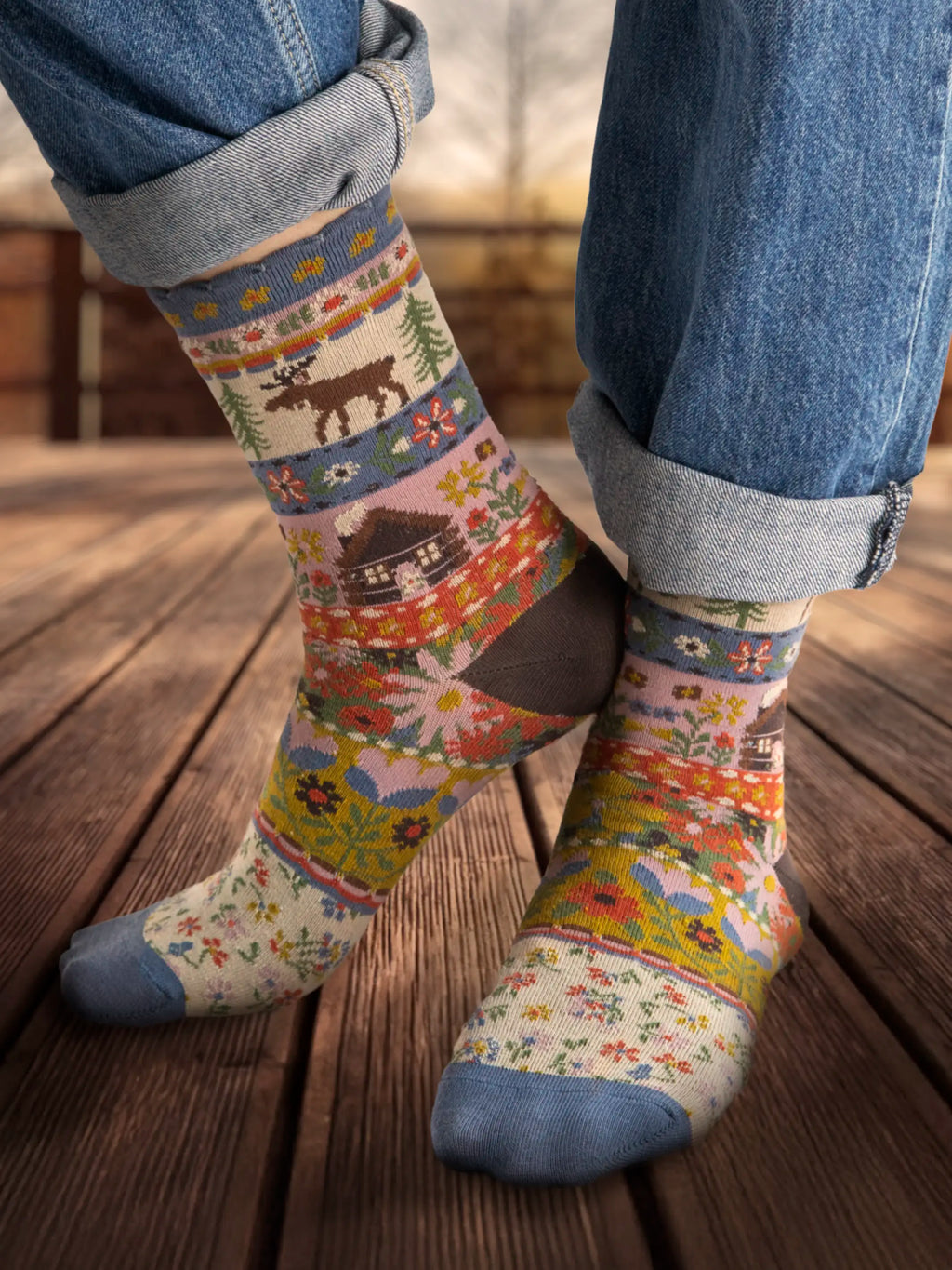 Boxed Boho Sock Set. Set of 3 - Maroon Moose