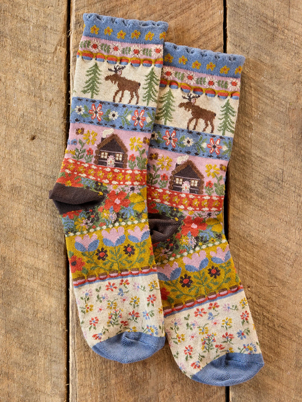 Boho Socks - Dusty Blue Moose