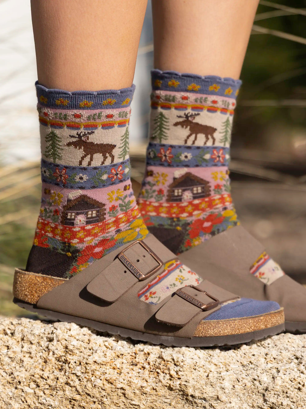 Boxed Boho Sock Set. Set of 3 - Maroon Moose