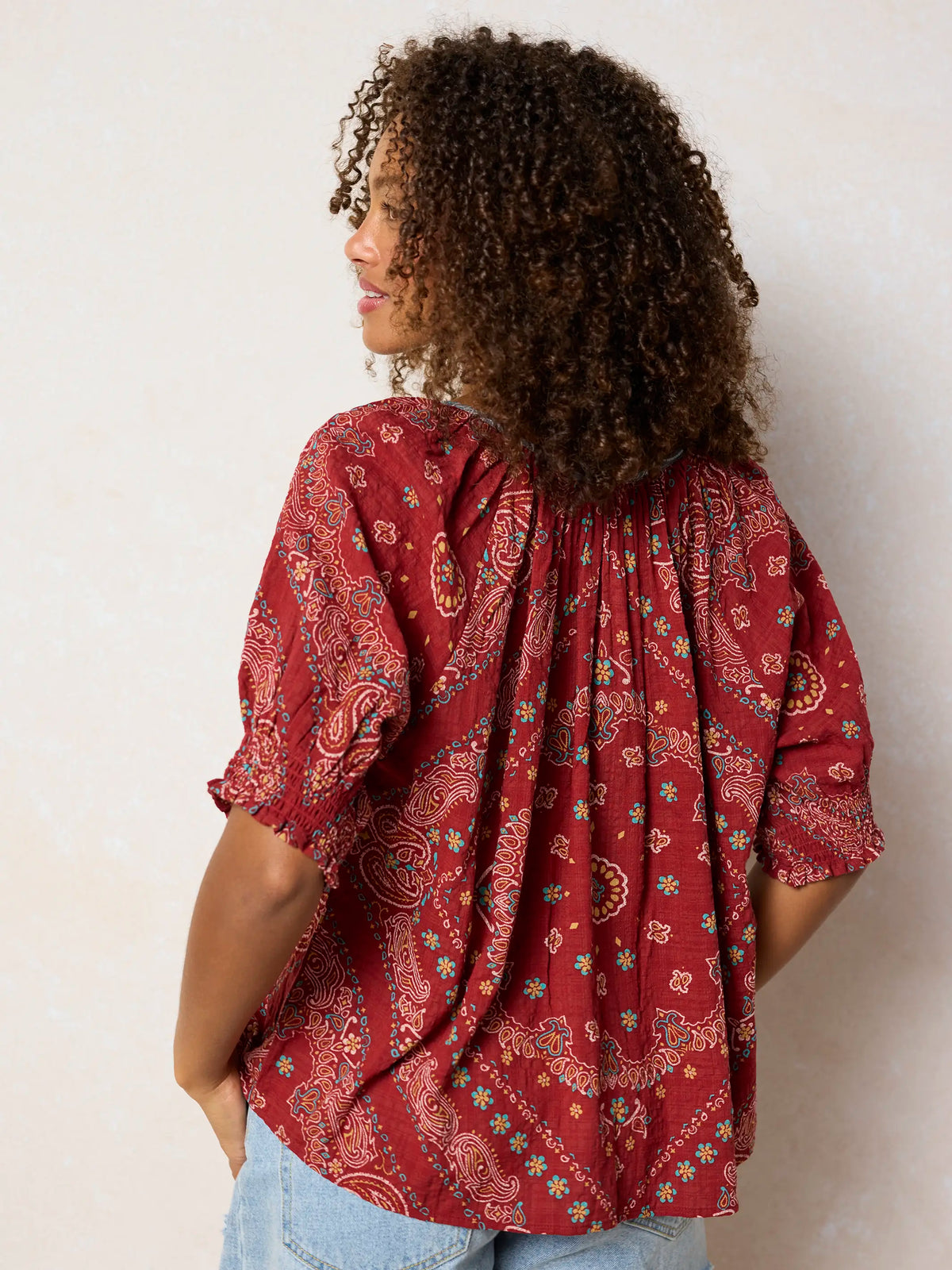 April Top - Brick Red Bandana
